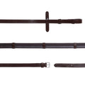 Leather & Rubber Grip Reins (Flat) - Black & Brown